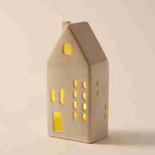 CERAMIC LED HOUSE, IVORY MEDIUM