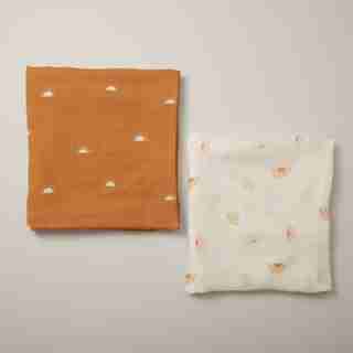 THE LITTLEST X HOLLY COUVERTURES D’EMMAILLOTAGE EN MOUSSELINE DE COTON BIOLOGIQUE – LEVER DU SOLEIL (ENSEMBLE DE 2)