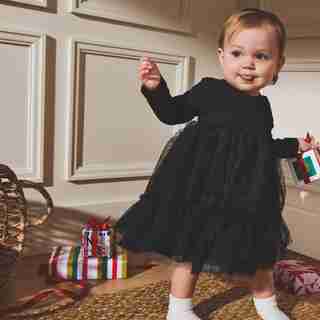 TULLE OVERLAY DRESS, BLK, 12-18M