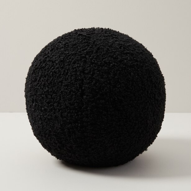 SHAGGY FAUX FUR SPHERE PILLOW, BLACK by OUI Gifts www.chapters