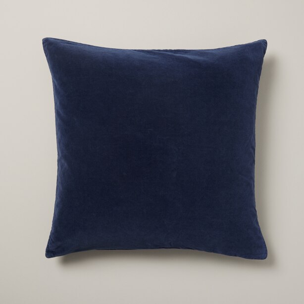 STONEWASH VELVET PILLOW COVER, NAVY 20" x 20"