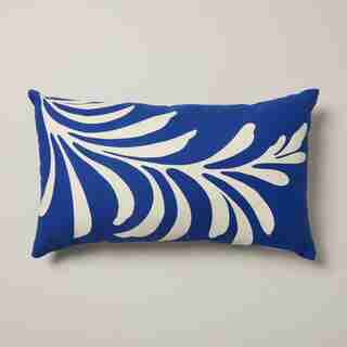 OUTDOOR PILLOW CUSHION, PALM BLUE 12" X 21"