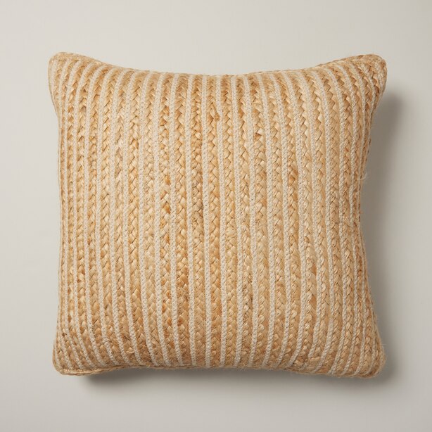 STRIPE JUTE PILLOW, NATURAL 20" x 20" by OUI Gifts www.chapters.indigo.ca
