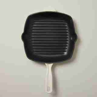 CAST IRON SQUARE GRIDDLE, IVORY