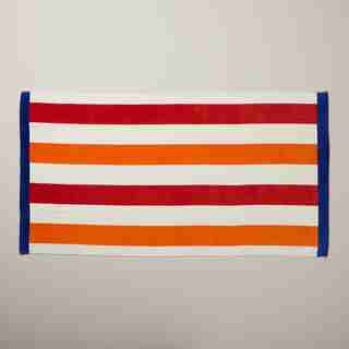 PRINTED BEACH TOWEL, STRIPES ORANGE