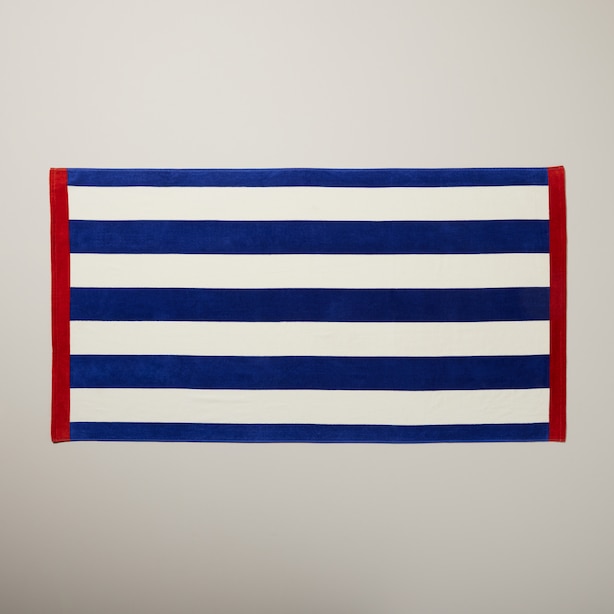 PRINTED BEACH TOWEL, STRIPES BLUE