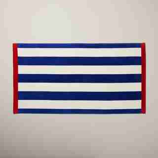PRINTED BEACH TOWEL, STRIPES BLUE