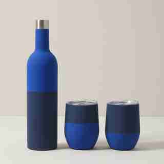 Wine Bottle & Tumblers Set, Blue