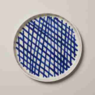 DINNER PLATE, BLUE BASKETWEAVE