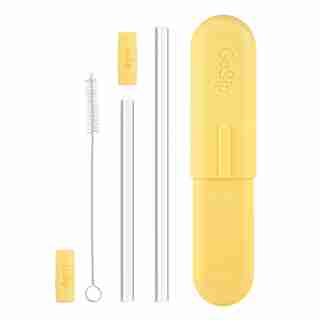 GOSIP GLASS REUSABLE STRAWS, LEMON YELLOW