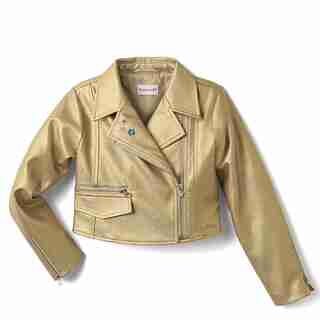 Veste moto couleur or pour filles