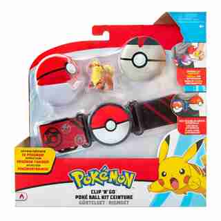 ClipNGo Poke Ball Belt Set Timer Ball, Poke Ball + 2" Growlithe