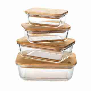 Rectangle Eco Stow Glass Food Containers Set of 4