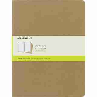Moleskine Cahier Journal, Plain/Blank, Soft Cover, XL (7.5" x 9.5"), Kraft Brown, (Set of 3)