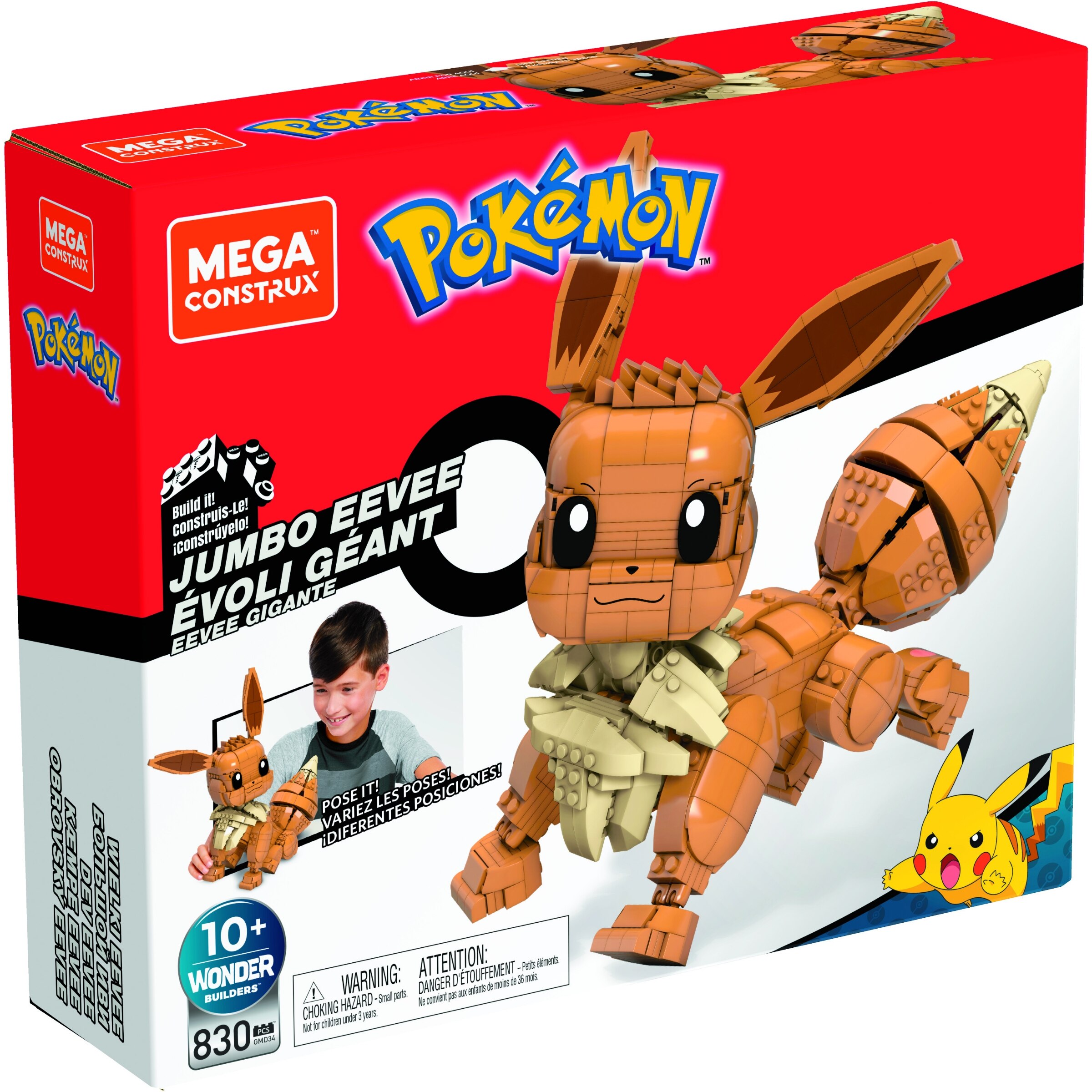 mega construx pokemon jumbo eevee figure building set with battle action