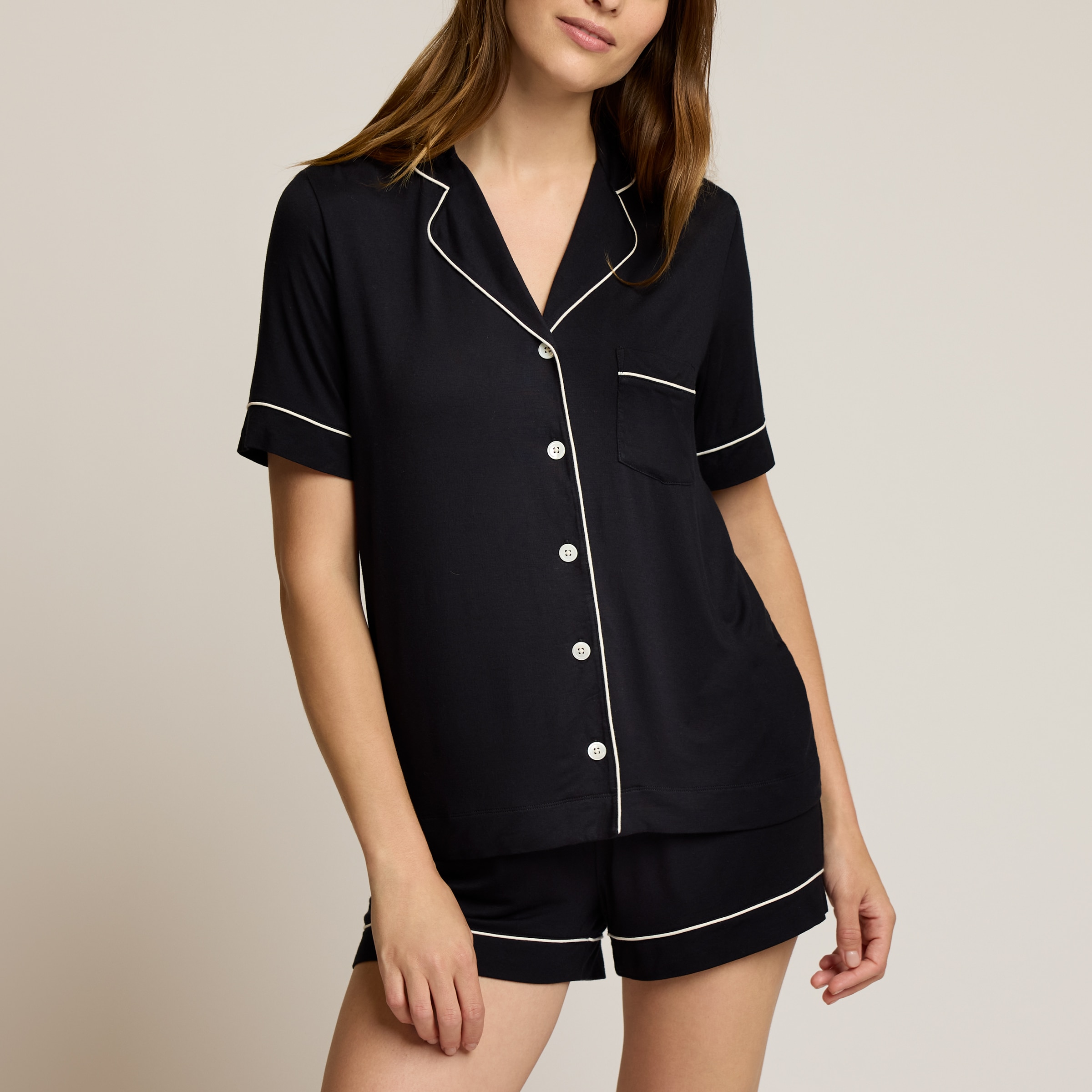 ★SPAO★ Ganadi short sleeve pajamas BLACK SPPPF38U02 SPAO x Ganadi - Short Sleeve Pajamas Set (Black) – Harumio