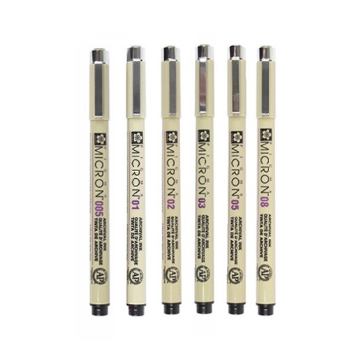 Sakura Micron 6Pk Multi-Tip, Black | The Pen Centre