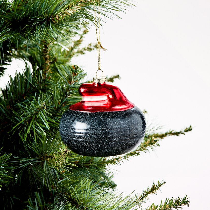 Glass Curling Stone Ornament ('') Indigo