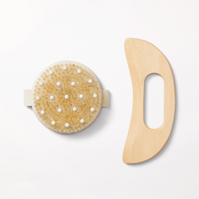 Wooden Dry Brush & Body Gua Sha Set Indigo