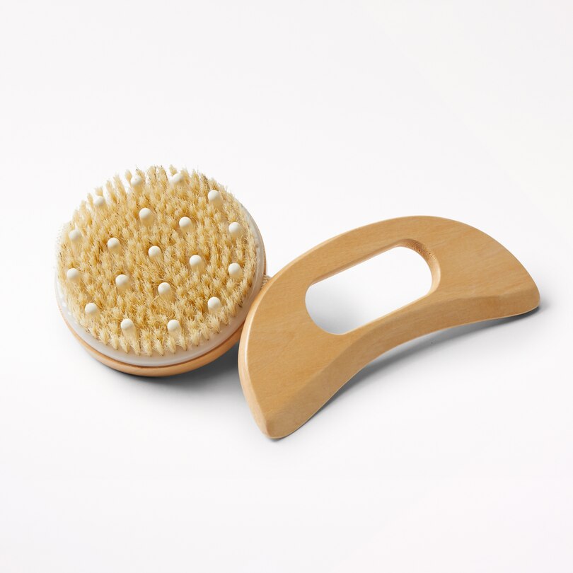 Wooden Dry Brush & Body Gua Sha Set Indigo