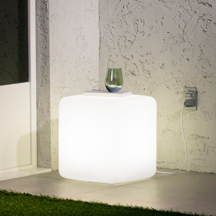 Dalya Lighted Side Table, White