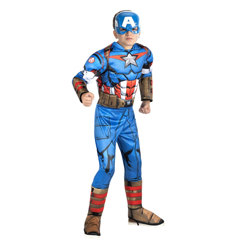 MARVEL'S CAPTAIN AMERICA QUALUX COSTUME (ENFANT) - Combinaison en jersey de polyester farcie de polyfill plus masque image number 0