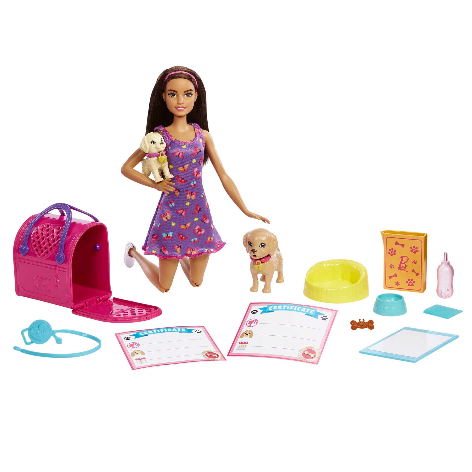 Barbie doll sales puppy set