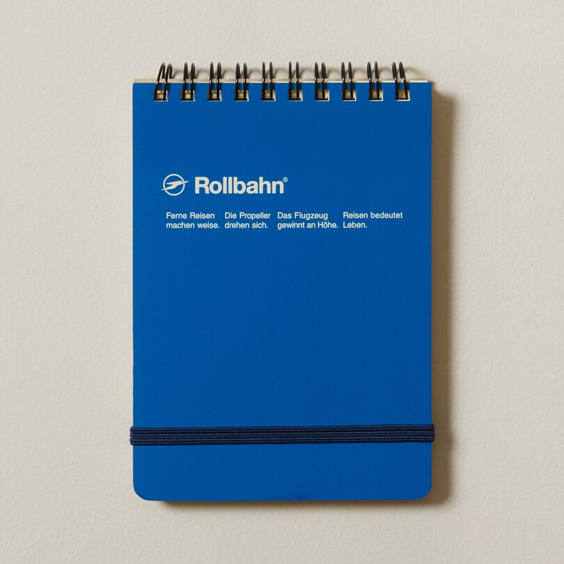 Rollbahn Spiral Flip Memo Notebook, Blue With Grid Pages Indigo