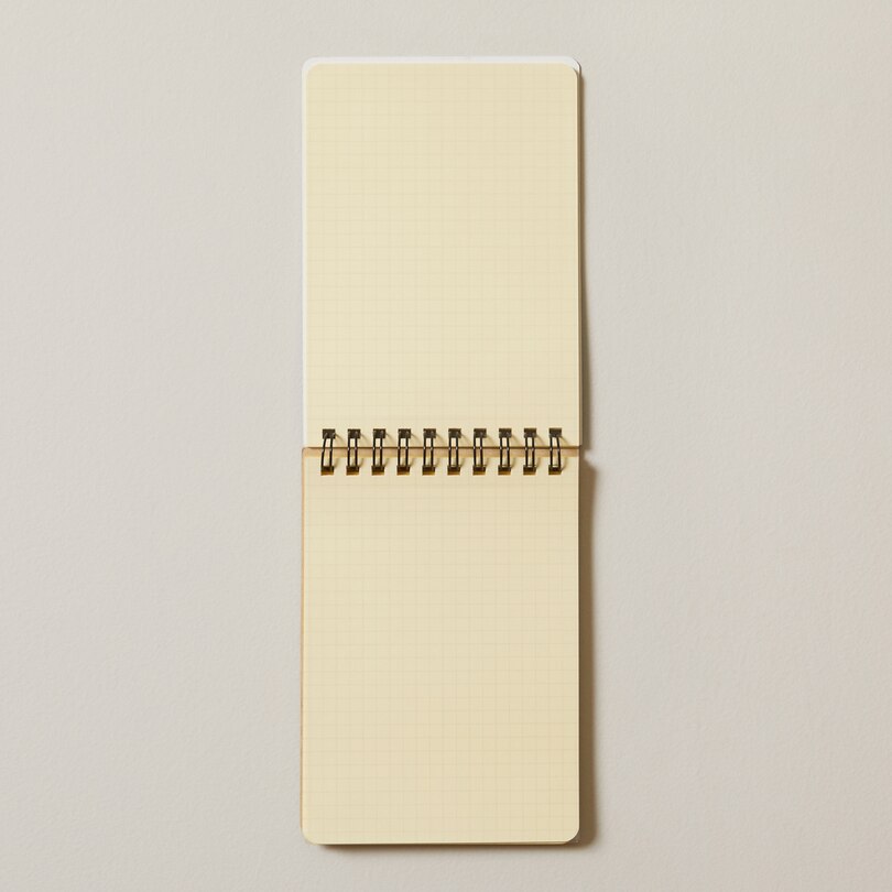 Rollbahn Spiral Flip Memo Notebook, Blue With Grid Pages Indigo