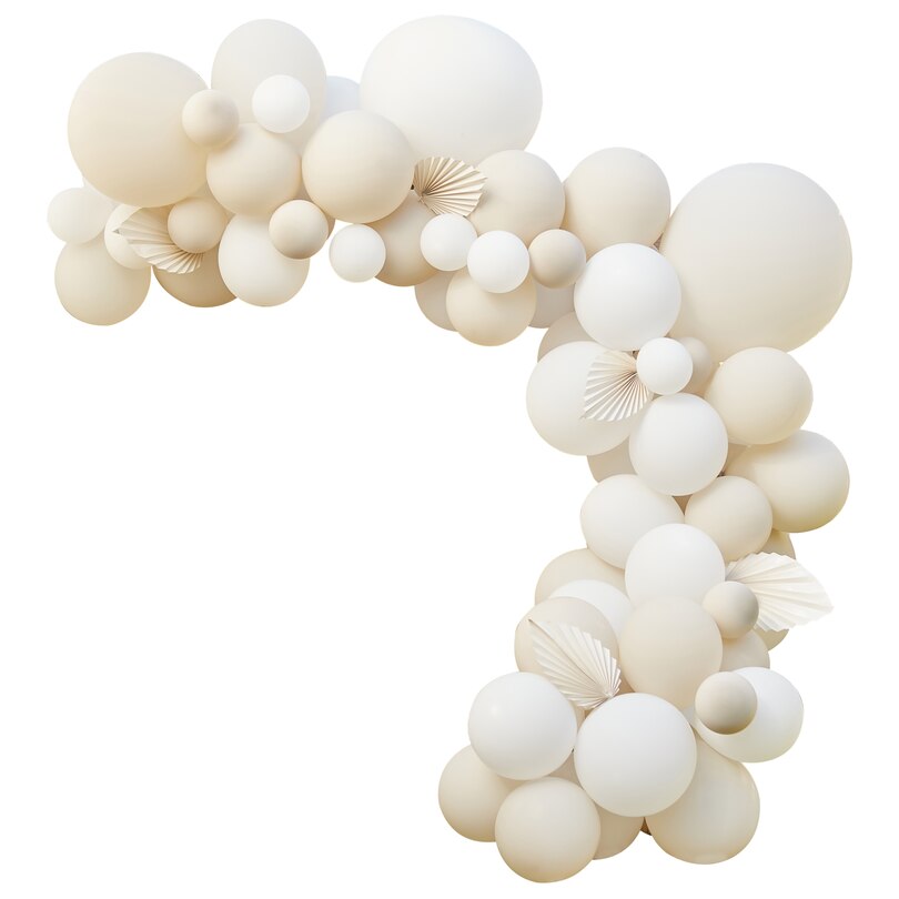 Balloon Arch, Paper Fans, White & Cream image number 2
