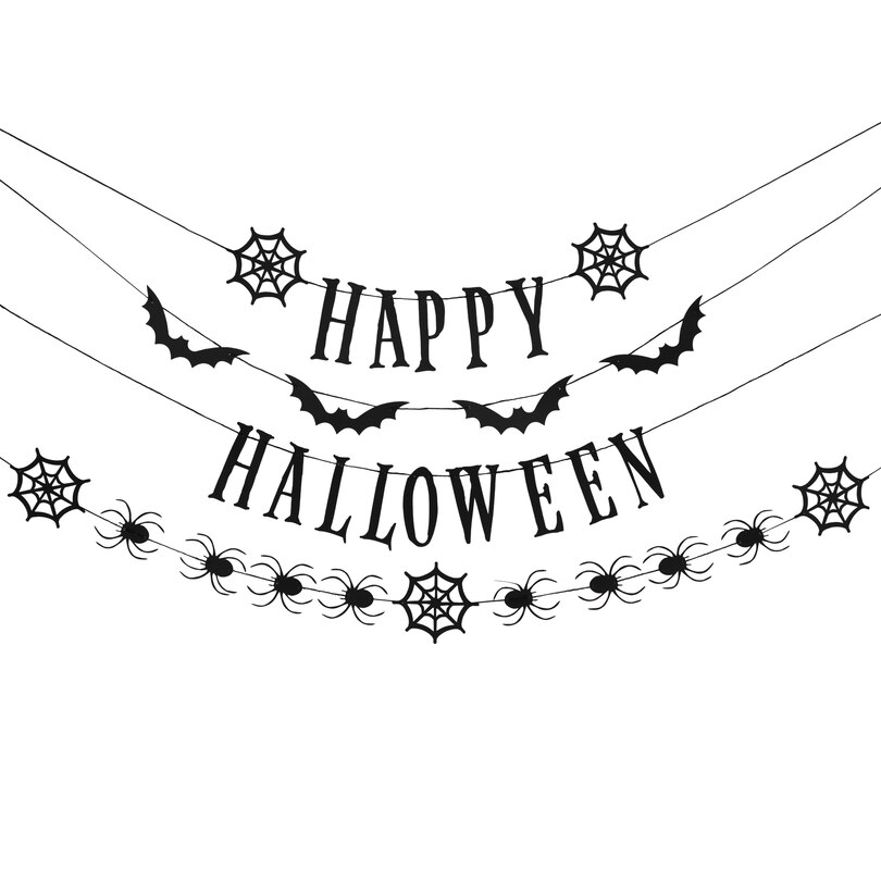 Bunting Happy Halloween Multi Layer Black Paper image number 0