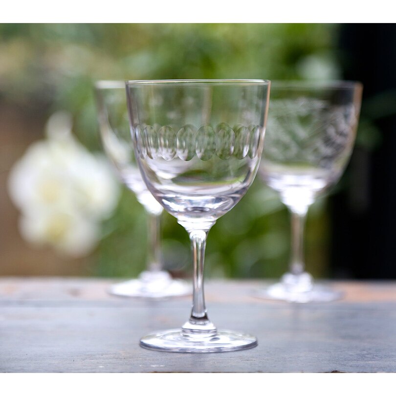 Set Of Six Crystal Wine Glasses Indigo