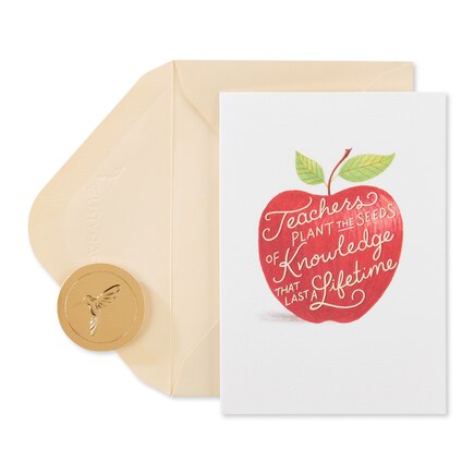 Papyrus Set Of 14 Blank Cards With Envelopes, Apple For Teacher