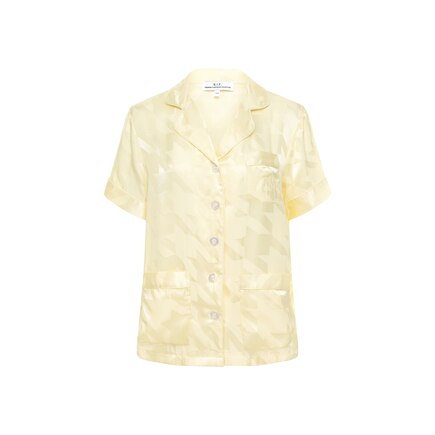Silk Houndstooth Short Sleeved Top In Golden Sand