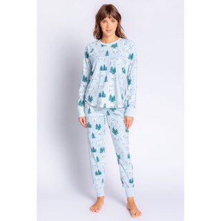 Haut À Manches Longues Pj Salvage Avec Motif D’Ours Polaires « Just Chill » – Bleu Glacier – P image number 0