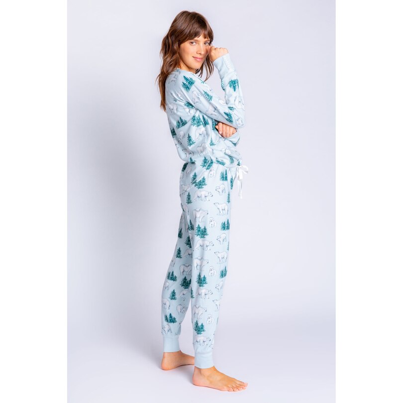 Haut À Manches Longues Pj Salvage Avec Motif D’Ours Polaires « Just Chill » – Bleu Glacier – P image number 3