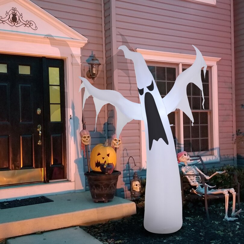 6ft Tall Halloween Inflatable White Ghost Light Up Yard Decoration with LED Light and Fan image number 1