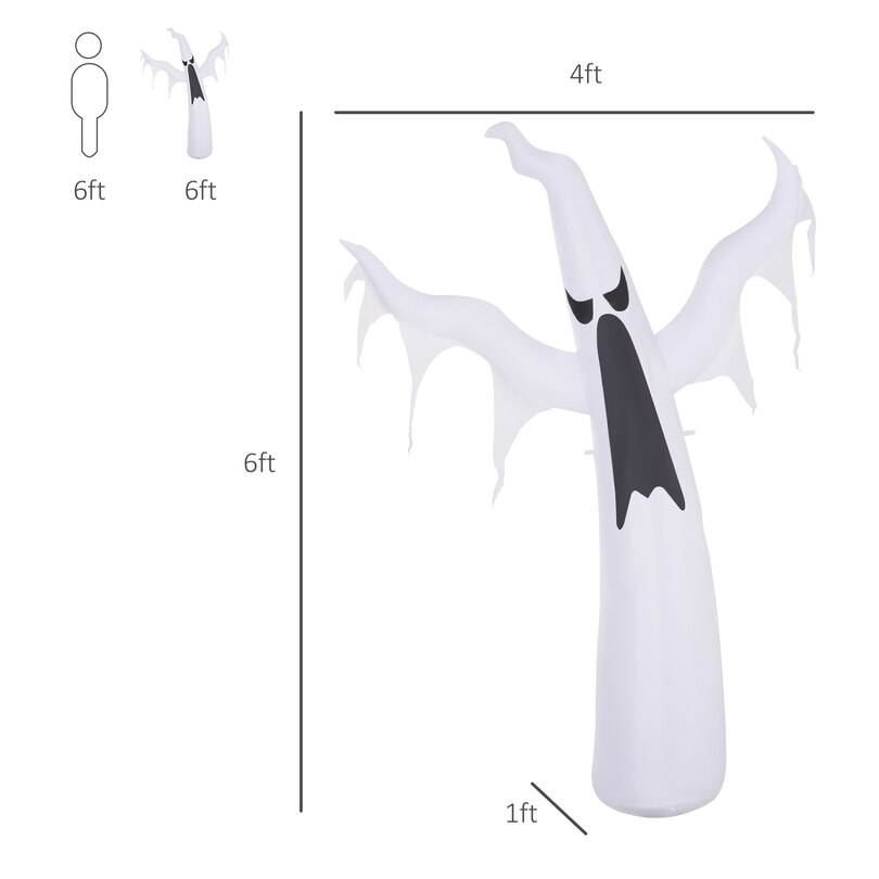 6ft Tall Halloween Inflatable White Ghost Light Up Yard Decoration with LED Light and Fan image number 2