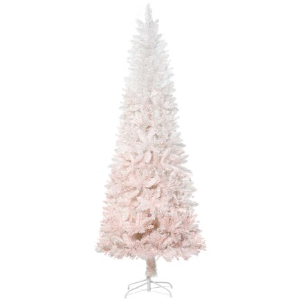 6FT Pencil Artificial Christmas Tree, Pink and White