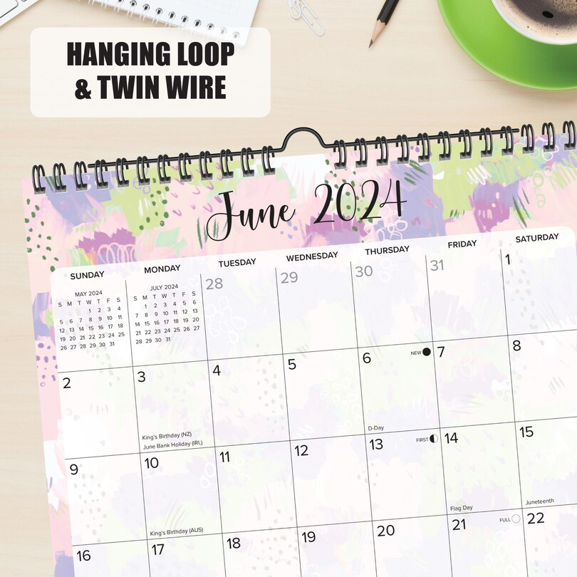 20232024 Academic Pastel Palette Spiral Art Wall Calendar 12x12" Indigo