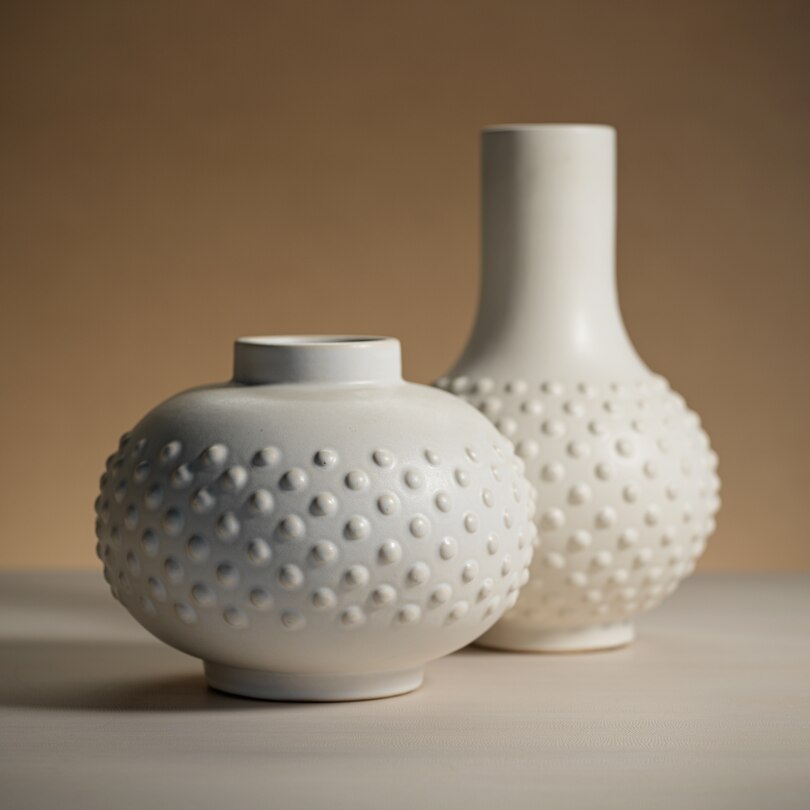 EARTHENWARE VASE, SAN MIGUEL, WHITE, 10 x 16 image number 1