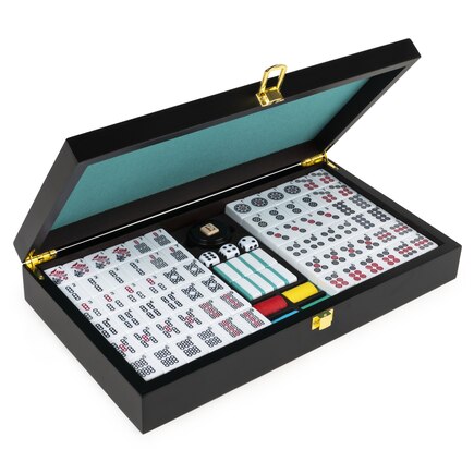 Legacy Deluxe Mah Jong Classic Game With Two-Toned Tiles And Lined Wood Storage Case