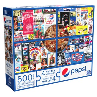 Pepsi, 4 Puzzle Multipack, 500 Pieces Combine To Form Novelty Soda Beverage Mega Puzzle, For Kids And Adults Of All Ages image number 5
