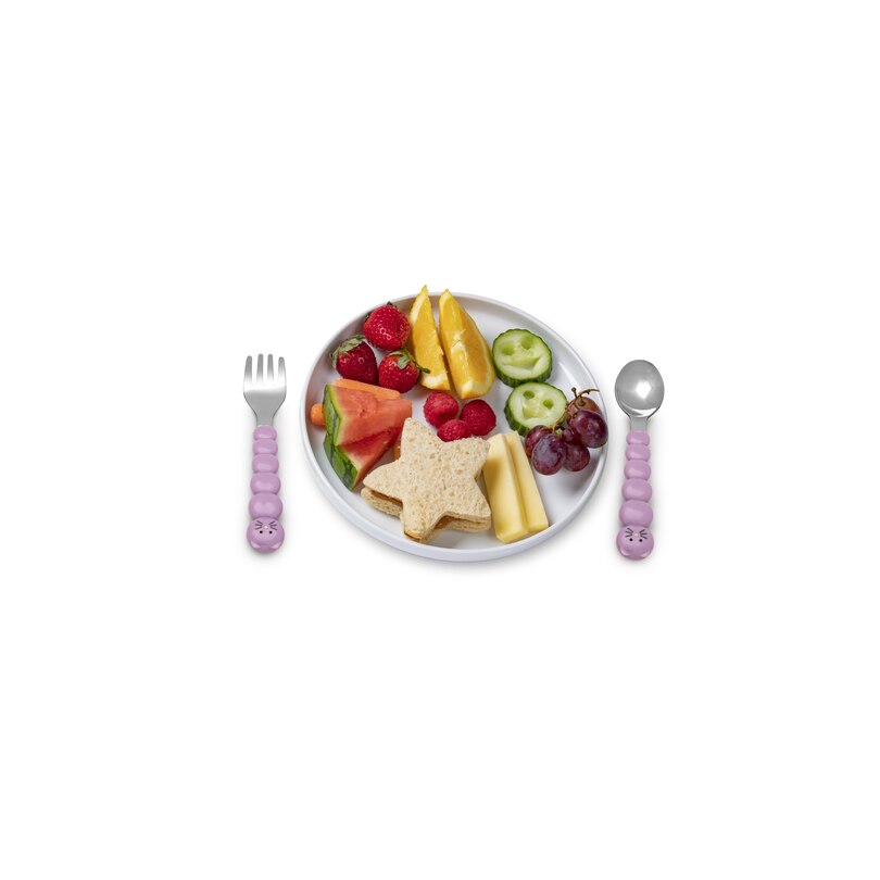 Ensemble de cuillères et de fourchettes pour enfants, en acier inoxydable, Bulldog et Chat image number 1