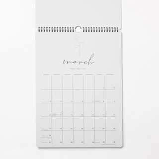 2024 12-month Vertical Spiral Wall Calendar, Black & White Floral Line Art image number 2