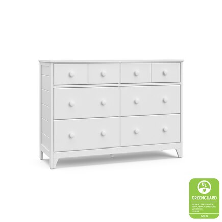 Storkcraft Moss 6 Drawer Double Dresser White