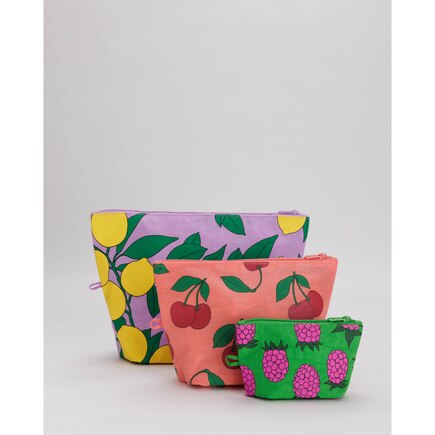 Go Pouch Set, Black Pistachio Pixel Gingham
