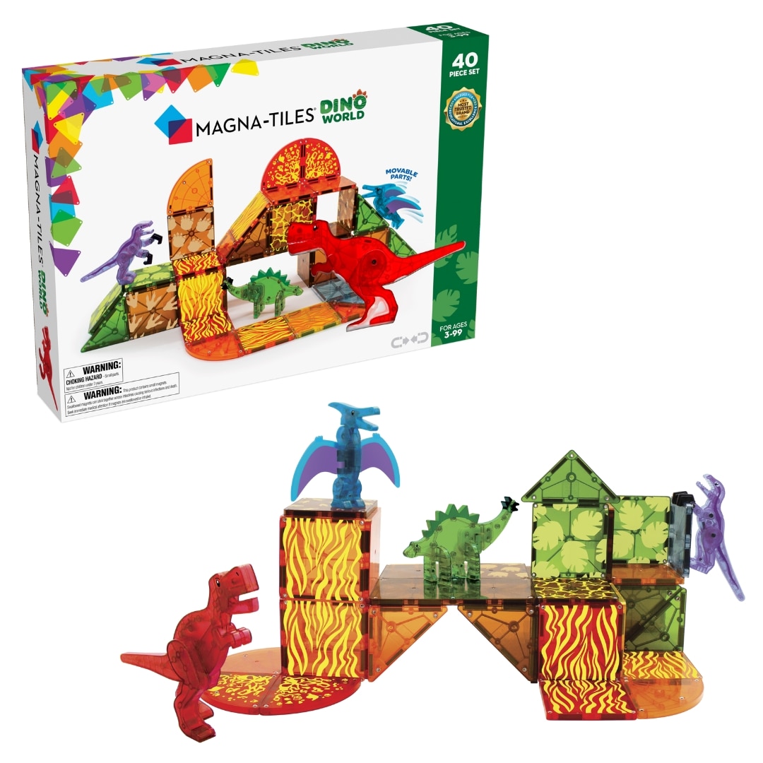 MAGNA-TILES Dino World 40-Piece Magnetic Construction Set, The