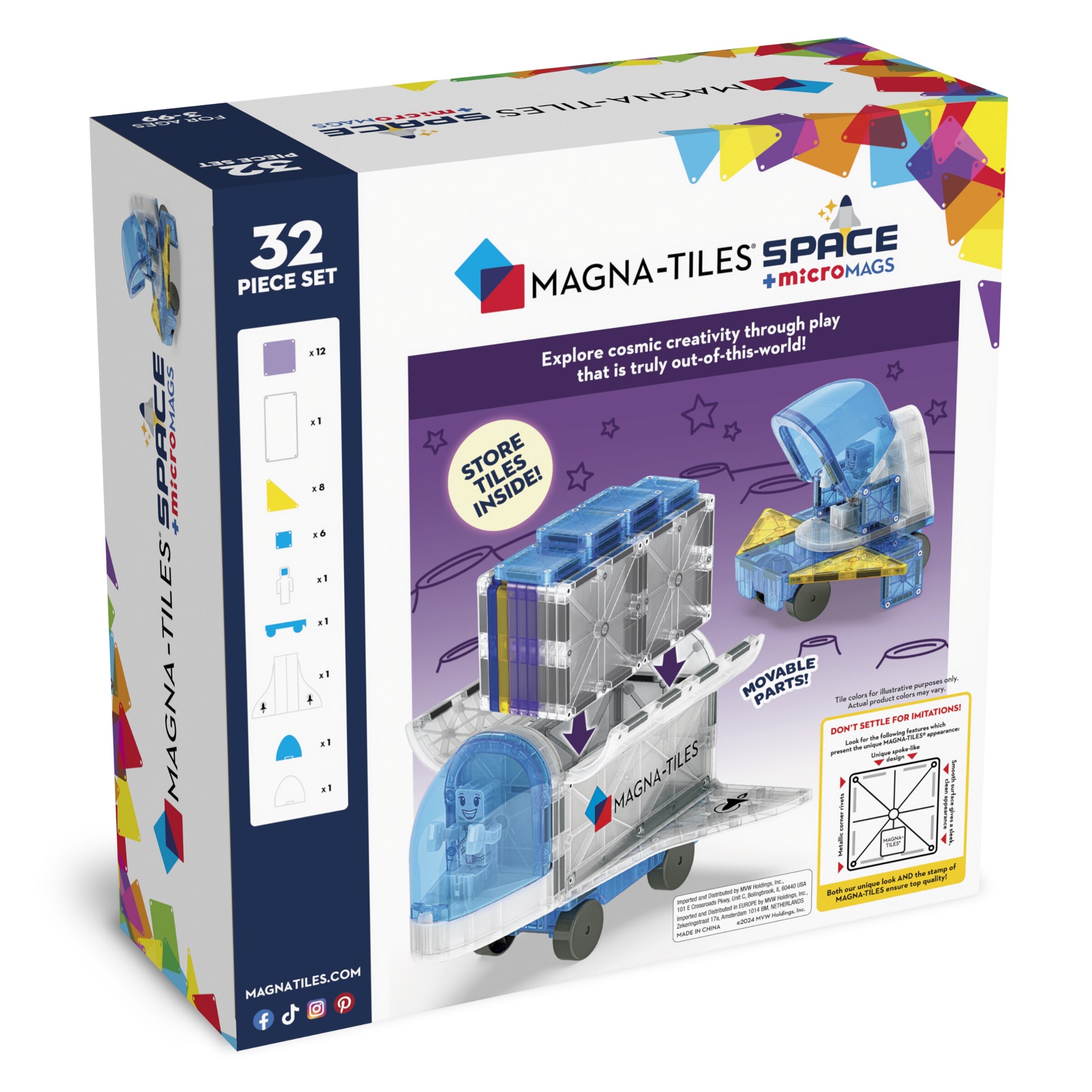 Space 32 Piece Magnetic Construction Set The ORIGINAL Magnetic Building Brand