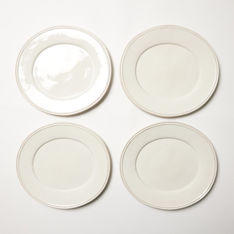 Set Of 4 Rimmed Oval Dinner Plates Indigo